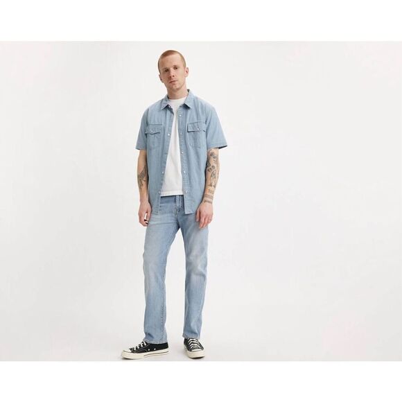 Levi's 505 Mens Classic Straight Leg Jeans Blue Denim Medium Wash Size W38 L34 - Picture 1 of 9